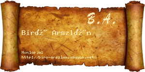Biró Arszlán névjegykártya